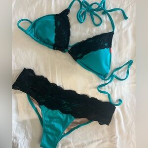 Doll Swimwear- Maui Jade & Black Edge Lace Bikini set